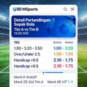 Halaman detail pertandingan sepak bola di M88 MSports dengan berbagai pilihan pasar taruhan