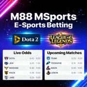 Halaman taruhan e-sports M88 MSports untuk pertandingan Dota 2 dan League of Legends